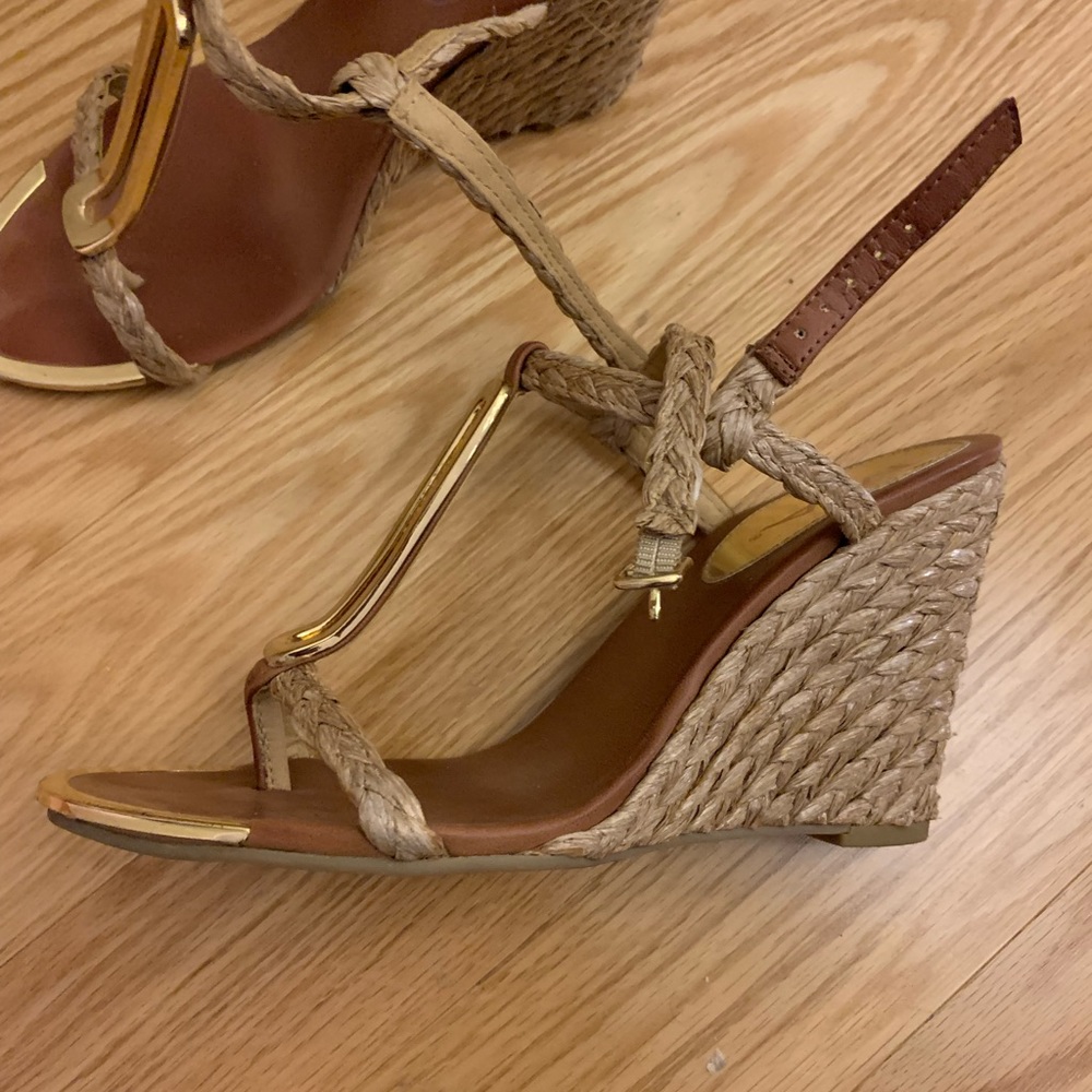 One of a kind Camel color wedge espadrilles- MIA